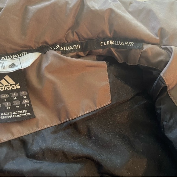 Adidas Puffer Climawarm Outdoor Jacket Winter Coat brown size small GUC - Picture 9 of 14